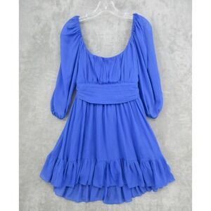 Lucy In The Sky Dress Womens Large Chiffon Tie Open Back Sheer Sleeve Mini Party